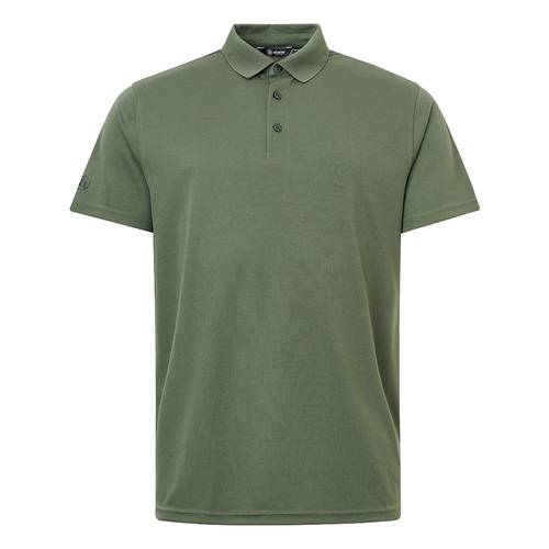 Abacus Mens Cray Drycool Polo in Forest color showcasing classic collar and buttons, made with breathable DryCool fabric.