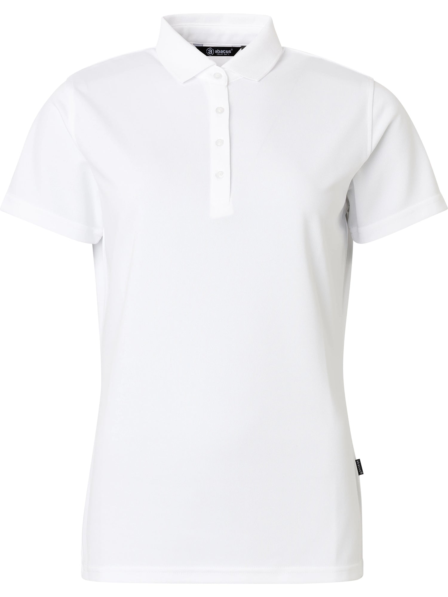 Abacus Mens Cray Drycool Polo in 100-White, featuring a classic collar and breathable DryCool material.
