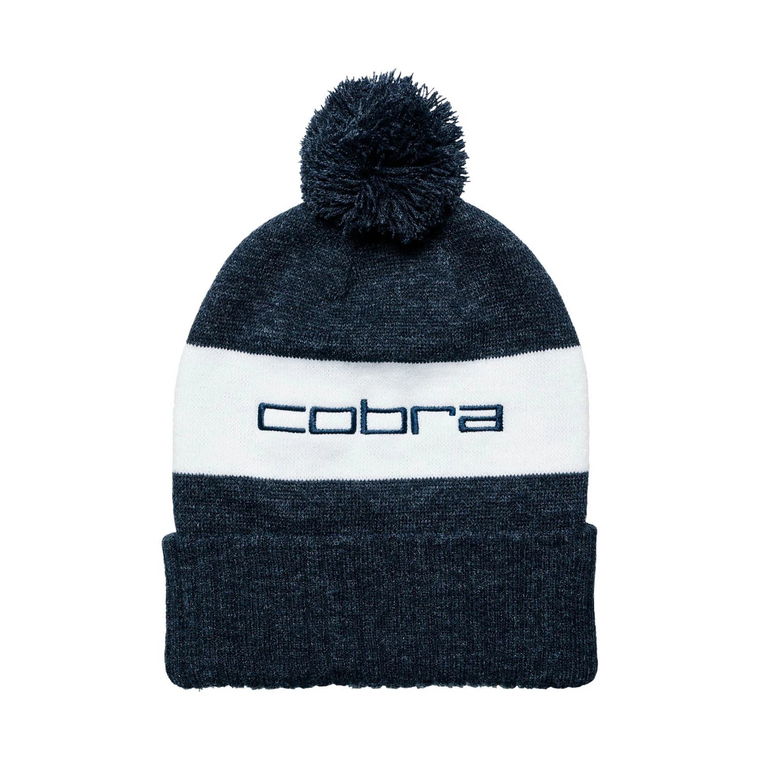 Cobra Pom Beanie featuring two-tone design and pom pom for stylish warmth on the golf course.