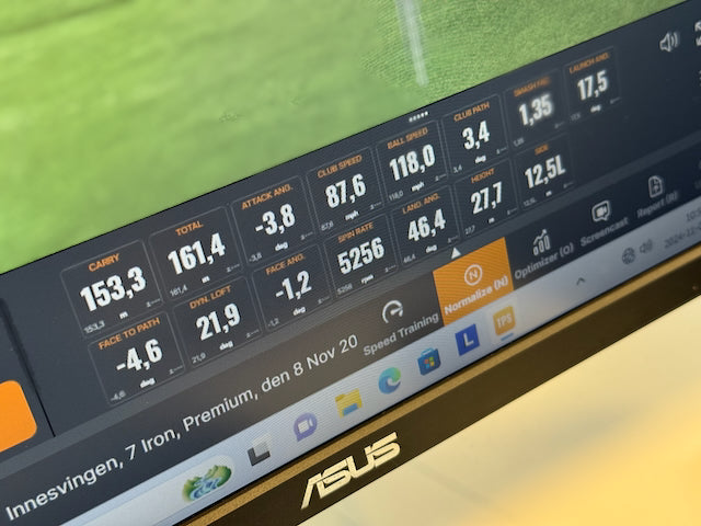 Resultat på en testning med Trackman
