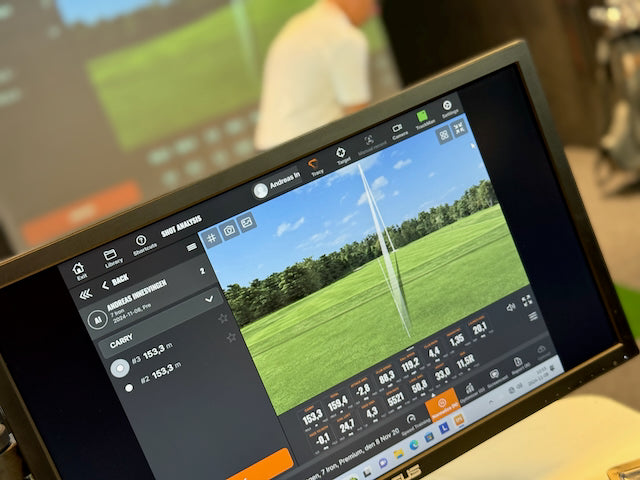 Skärm med resultat vid en custom fitting session som visar svingens sträcka