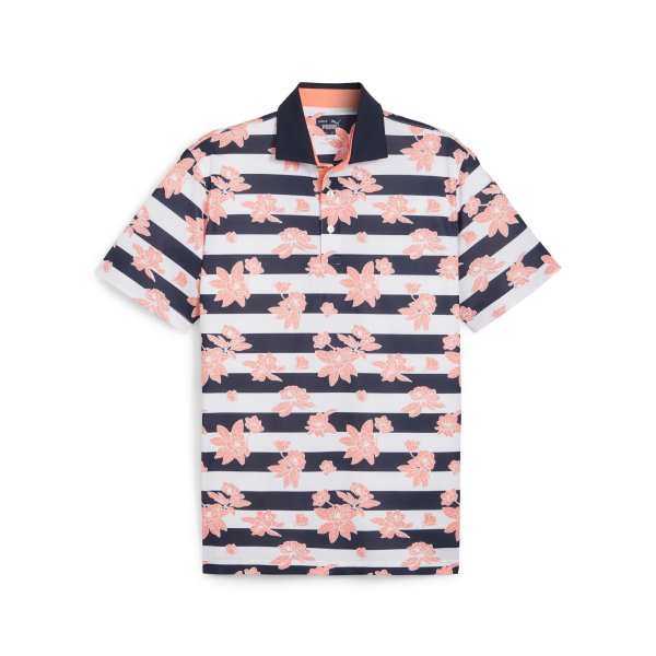 Puma Pique Garden Polo Deep Navy - Melon Punch